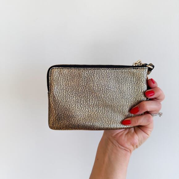 Coach Pebbled Leather Metallic Wristlet Gold OS - Picture 3 of 8